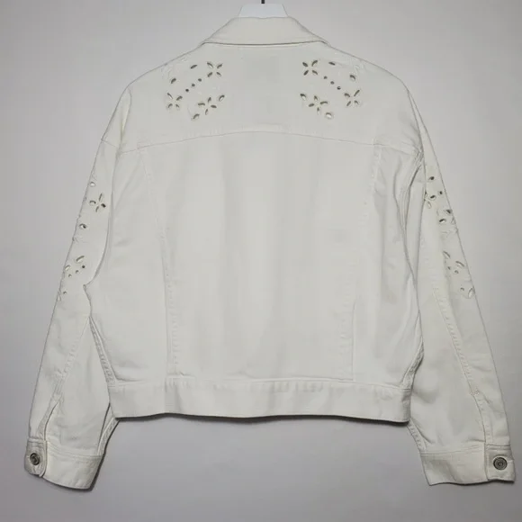 JoieRoslena Eyelet Jean Jacket in Porcelain $328